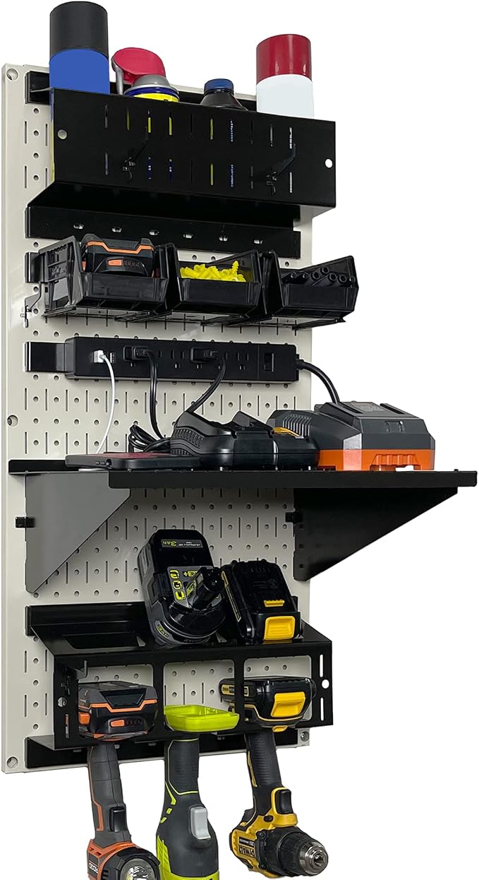 Wall Control Power Tool Storage Organizer Kit Cordless Drill Holder Charging by Wall+Control