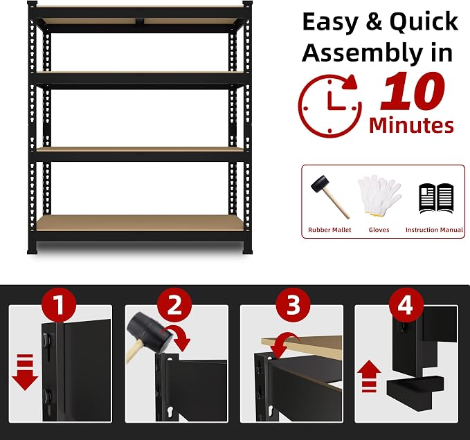 2 Packs 36" W x 16" D x 55" H Adjustable Garage Storage Shelves - Image 7
