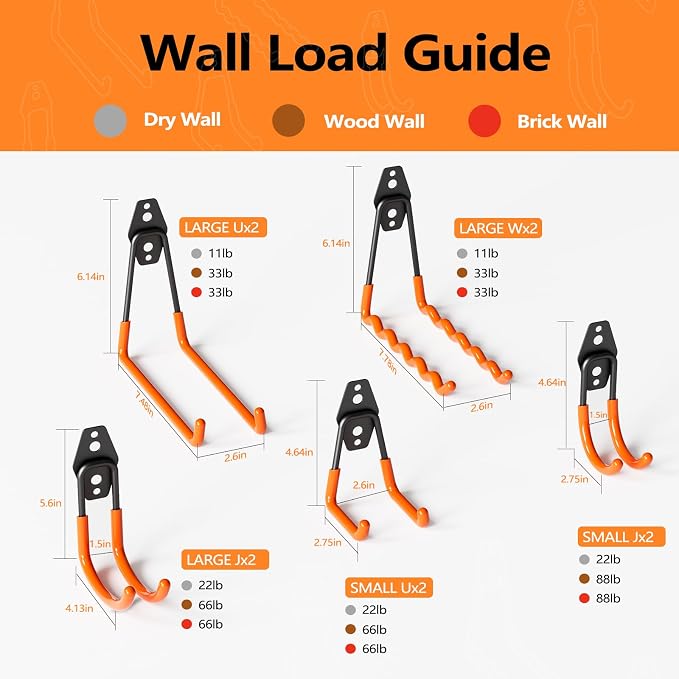 Garage Storage Hooks, 12 Pack Steel Heavy Duty Wall Mount Hooks - Image 2