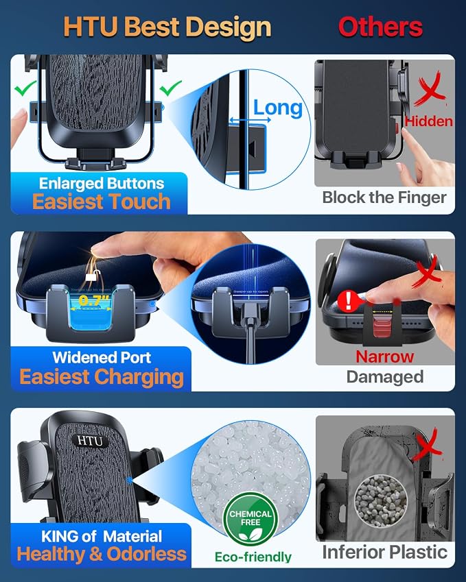 HTU Upgraded Strongest Suction Car Phone Holder Bendable Arm, Never Block View - Image 7
