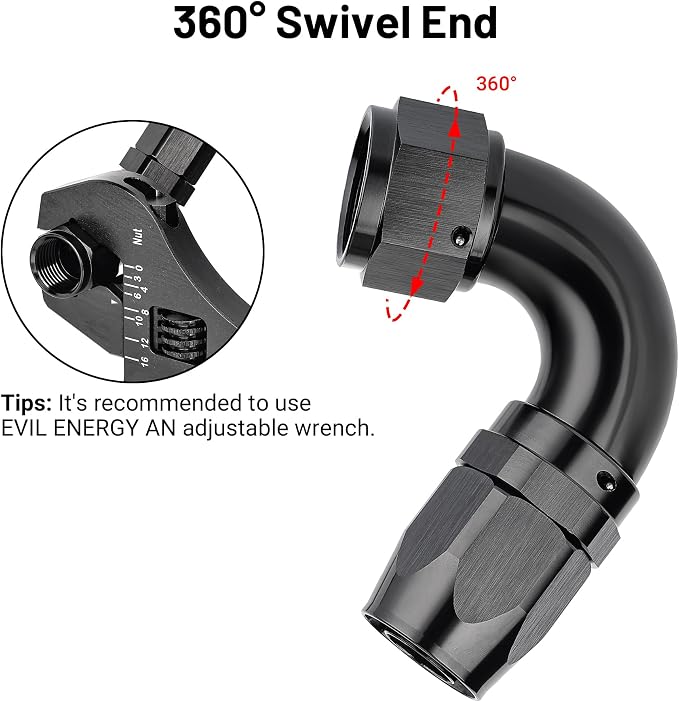 EVIL ENERGY 12AN 120 Degree One Piece Full Flow Hose End Fitting Swivel - Image 4