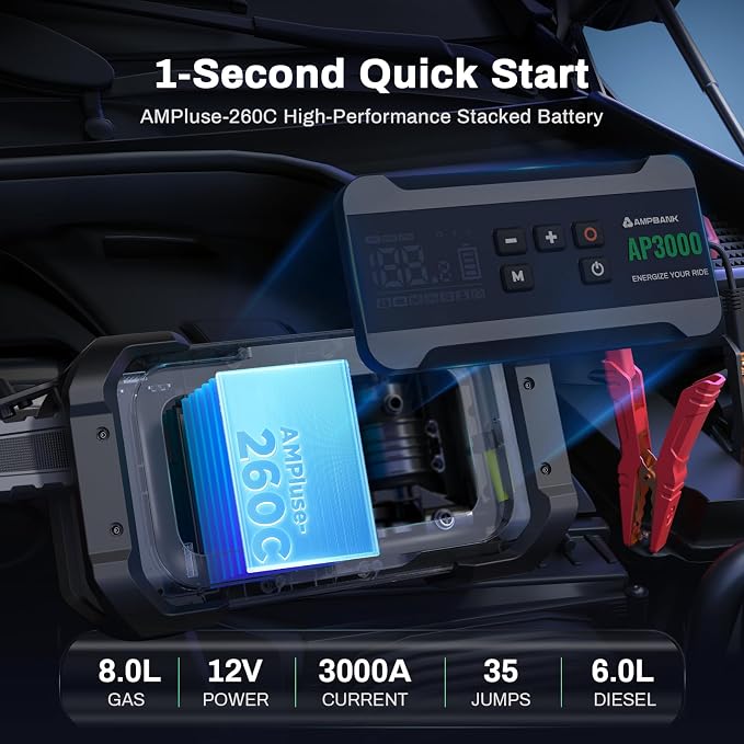 Jump Starter with Air Compressor, 3000A Portable Car Jump Starter with 150PSI - Image 3