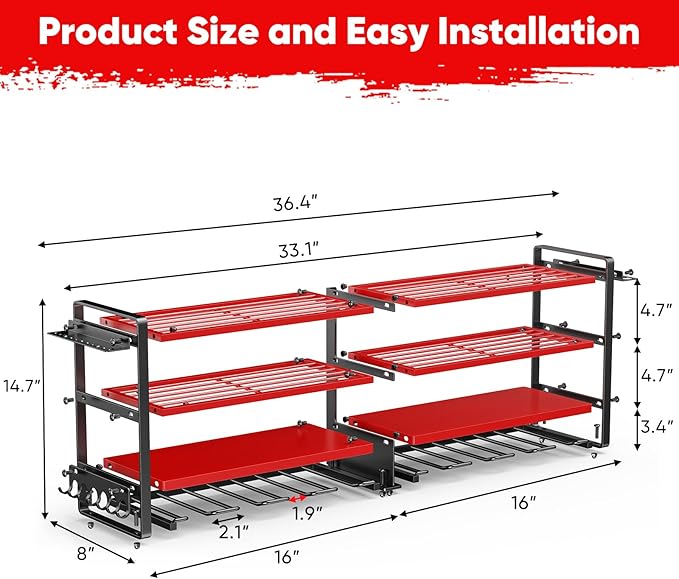 Upgrade Large power tool organizer Wall Mount, 4 Layers Heavy Duty Metal Loads - Image 2