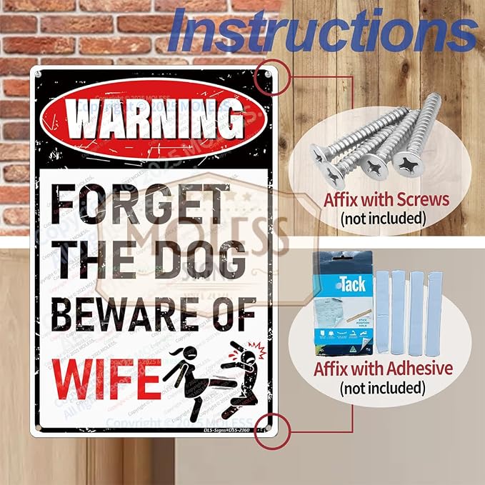 'Forget the Dog – Beware of Wife!' Funny Man Cave Decor - Image 4
