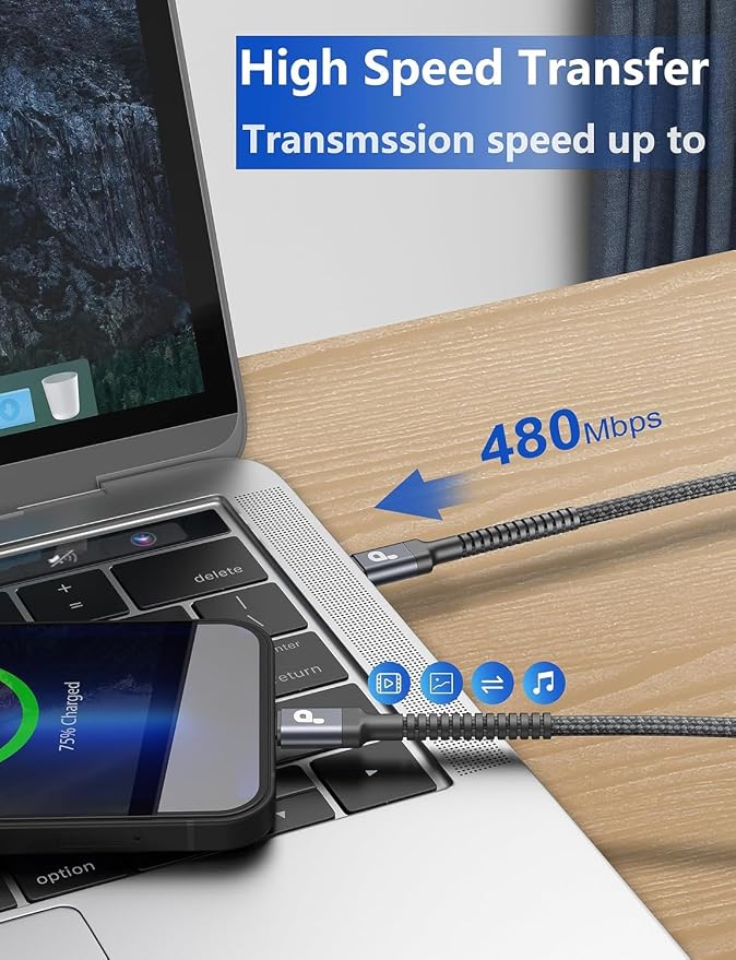 USBC to USBC Cable 10FT, Long Type C Fast Charging Cable Nylon Braided USB-C - Image 4