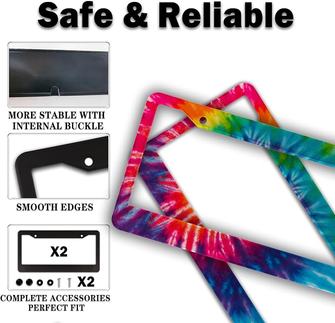 License Plate Frames for Men Rainbow License Plate Frame for Women Novelty Tie - Image 4