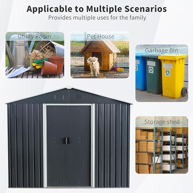 8x6 FT Outdoor Storage Shed, Metal Shed - Image 5