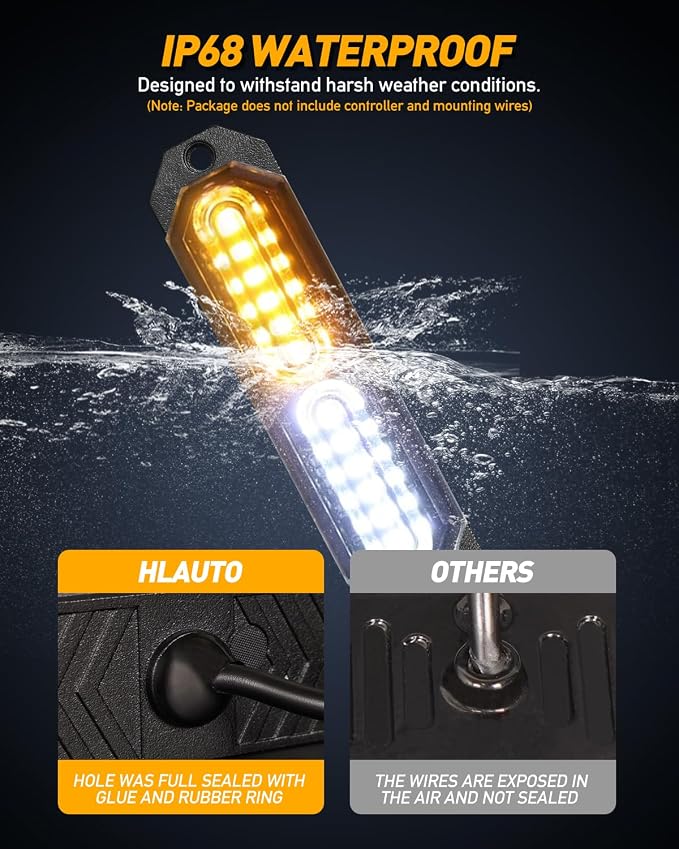 HLauto 1200T Emergency Strobe Grille Lights: 8pcs 12 LED Sync Feature Safety - Image 4