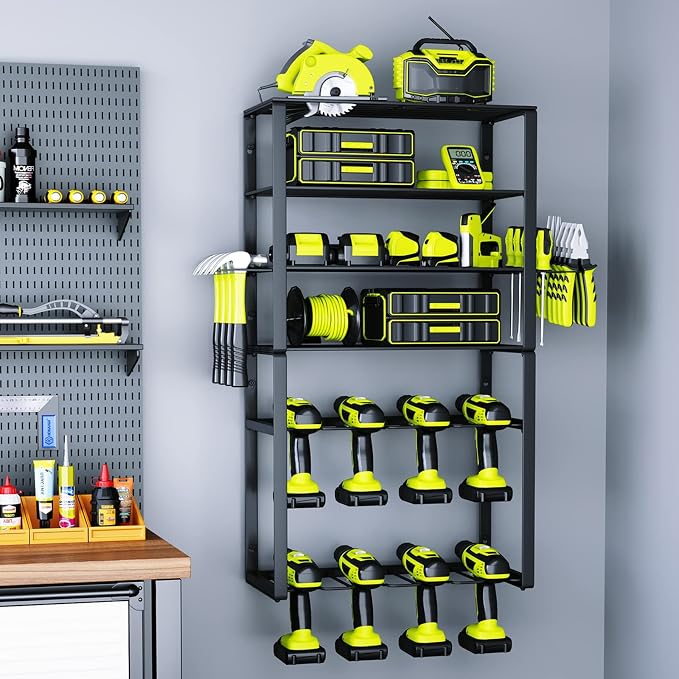KAFAHOM Power Tool Organizer, 8 Drill Holder Wall Mount, 6 Layer Heavy Duty - Image 2