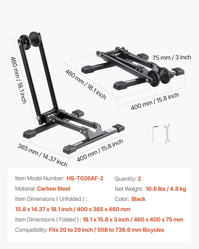 VEVOR Bike Racks 2 Pack, Fits 20 to 29 Inch Mountain & Road Bikes, Alloy Steel - Image 7