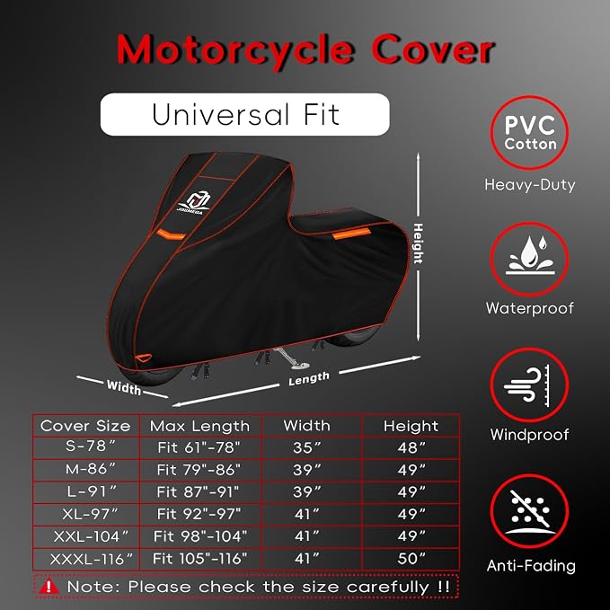 Motorcycle Cover | Heavy Duty PVC | Soft Inner Cotton | Waterproof Outdoor | - Image 2