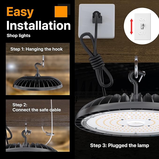 Led High Bay Light 250W, 5000K Bright High Bay Led Lights 37500LM, Durable UFO - Image 5