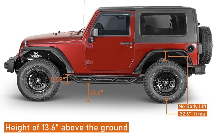 u-Box JK 2-Door Side Steps Running Boards, Drop Tubular Nerf Step Bars - Image 5