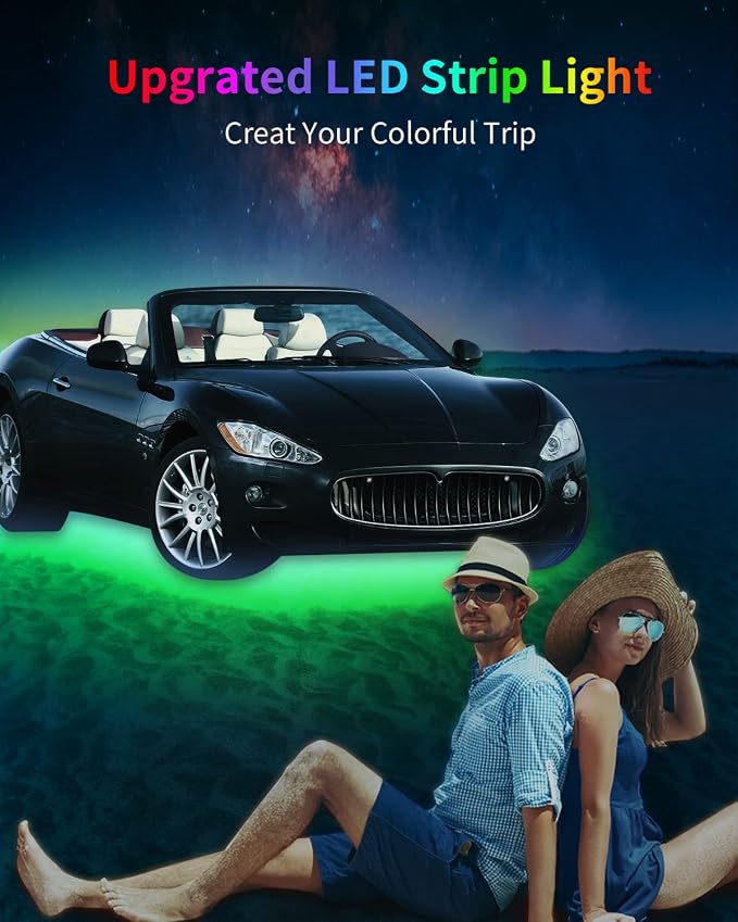 Green Led Strip Lights, 24inch 12V Interior Light Strip IP68 Waterproof Cuttable - Image 2
