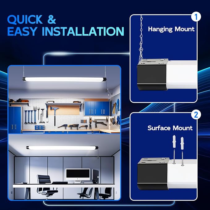 hykolity 4FT 120W LED Shop Light Linkable, 5000K Utility Shop Lights - Image 3