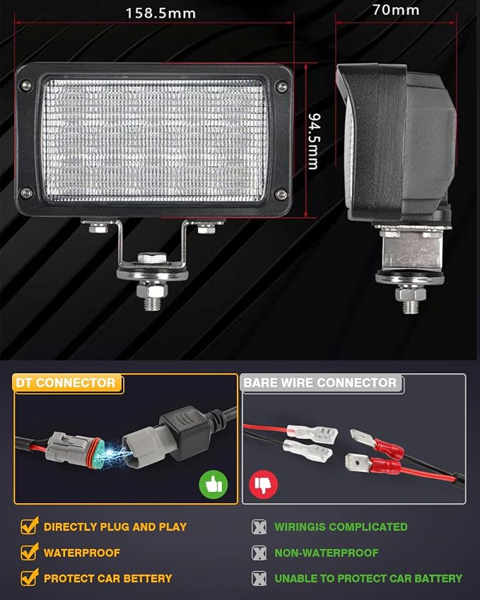 2PACK 6.3IN 45W Led Work Lights 12v/24v 4500LM 6500K Rectangular Foglights - Image 4