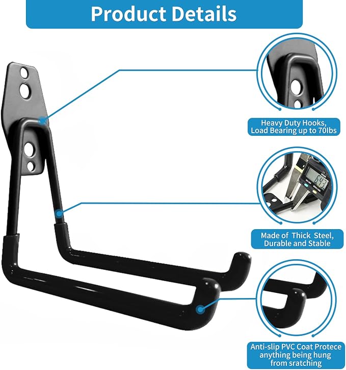 Garage Storage Utility Hooks，Garage Garden Tool Organizer，Steel Wall Mount Hooks - Image 3