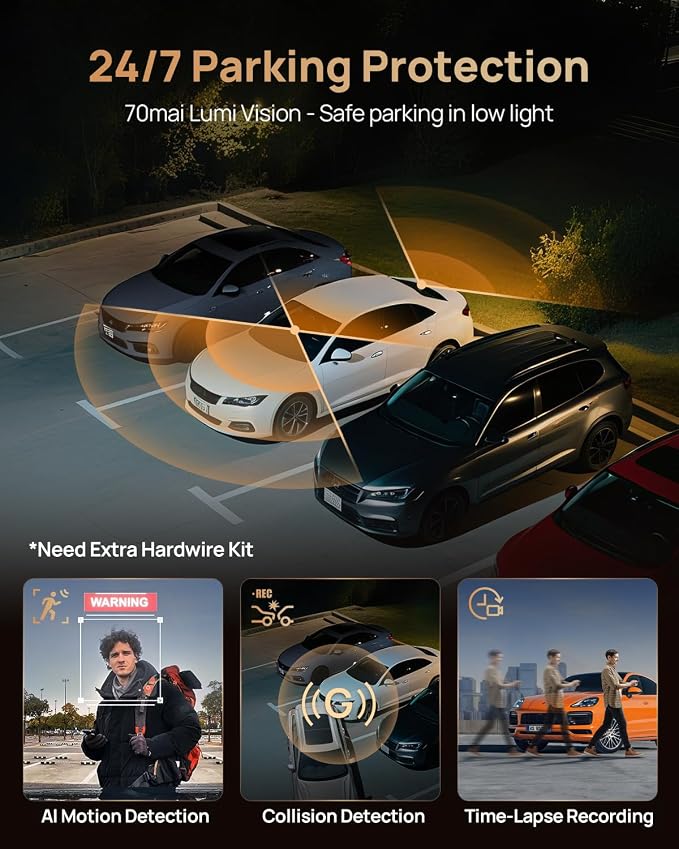 70mai 4K T800 3 Channel Dash Cam, Dash Cam Front and Rear Inside, STARVIS 2 - Image 5