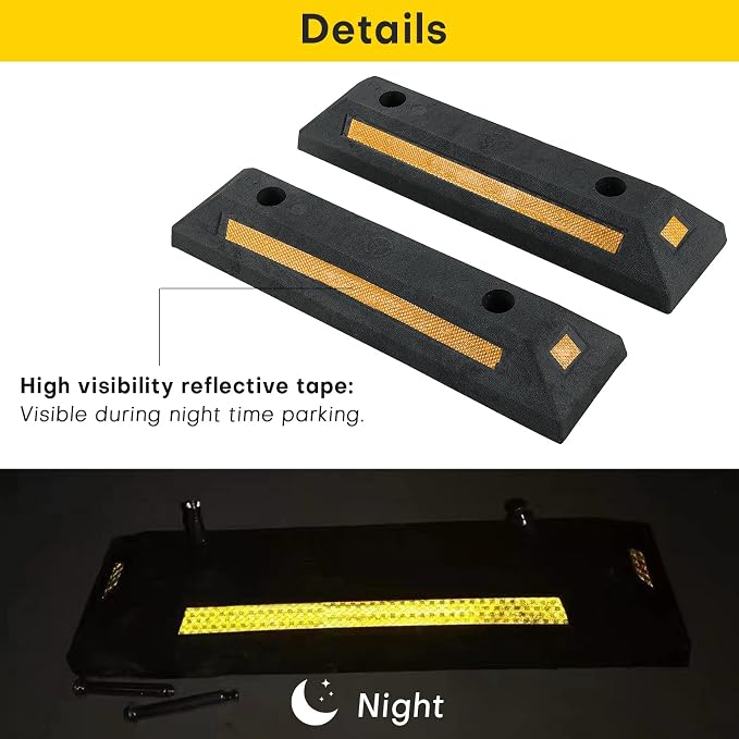 4 Pack Rubber Parking Guide Blocks | Heavy Duty Black Parking Blocks Parking - Image 5
