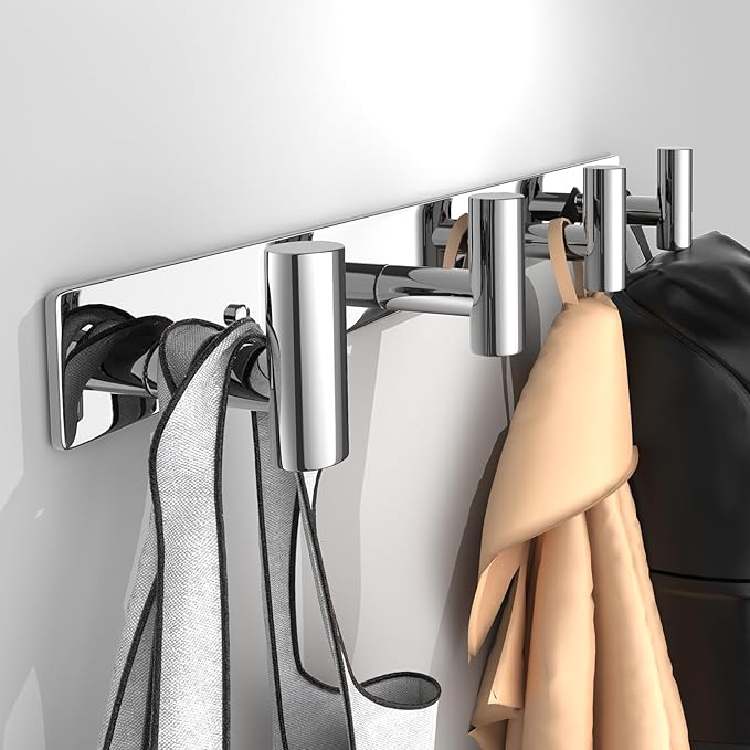 Wall Mounted Coat Rack-4 Hooks, Heavy Duty Stainless Steel Hook Rail by VINHOLD