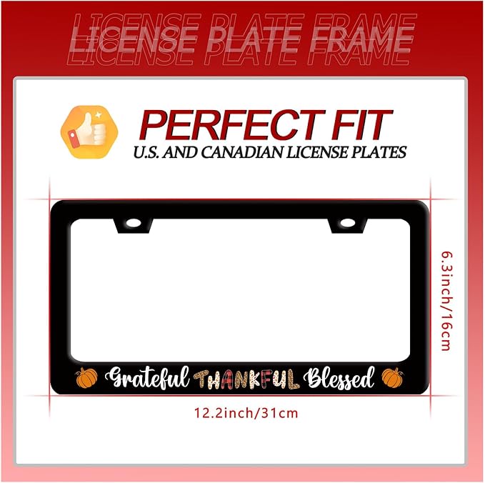 Grateful Thankful Blessed License Plate Frame Thanks Giving License Plate - Image 7