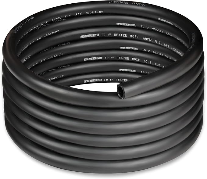 EVIL ENERGY 1" Heater Hose Coolant Radiator Straight 60PSI SAE 20R3 15FT Black by EVILENERGY