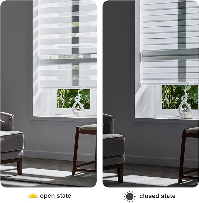 Persilux Cordless Zebra Blinds for Windows Free-Stop Windows Shades Dual Layer - Image 2