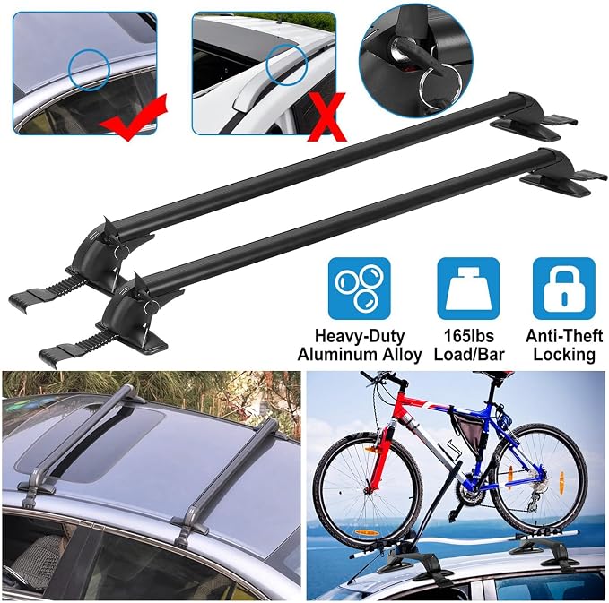 Universal Car Roof Rack, Adjustable Aluminum Alloy Crossbars Heavy Duty Roof - Image 7