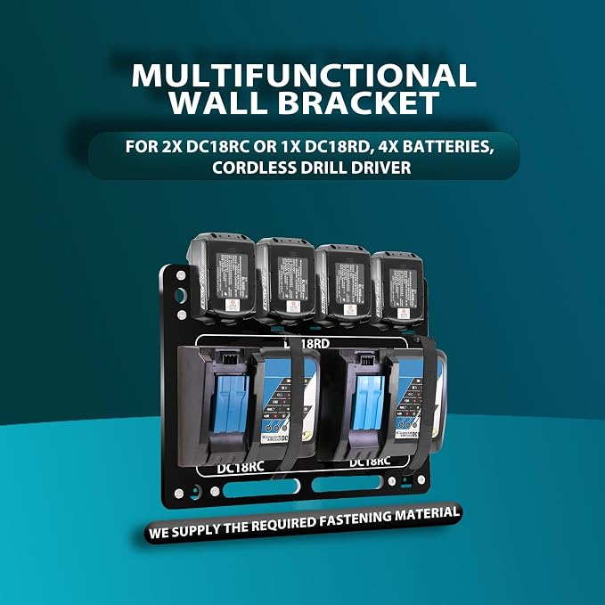 Battery Holder for Makita, Wall Mount for Makita DC18RC DC18RD Chargers - Image 5