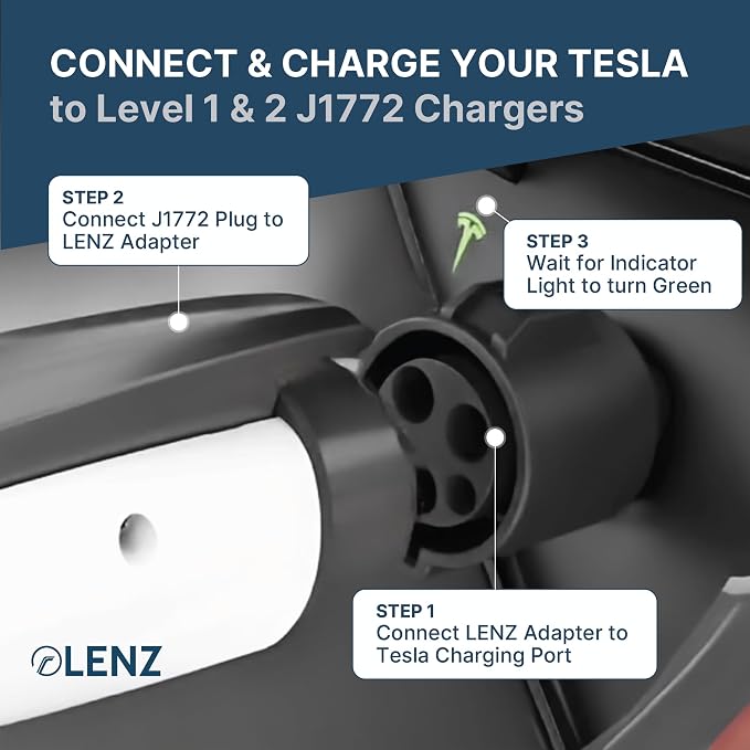 LENZ J1772 Charging Adapter for Tesla Model 3, and Cybertruck, Safety Certified - Image 5