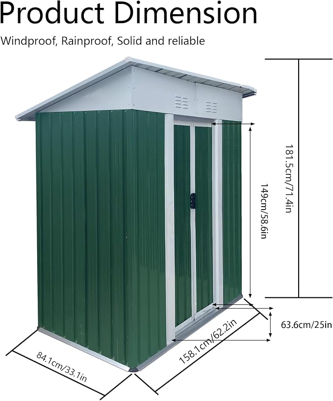 5x3 FT Outdoor Storage Shed - Image 3