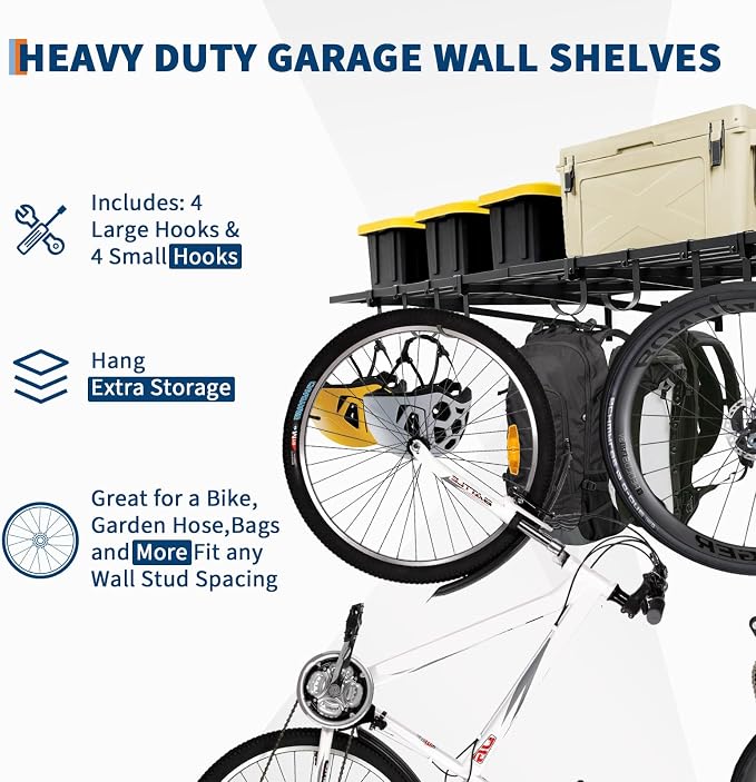 2 Pack Heavy Duty Garage Wall Shelves, 2x4ft Wall Mount Storage Shelf - Image 4