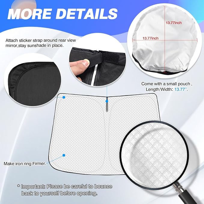 Windshield Sun Shade for 2021-2025 2026 Genesis GV80 Accessories Thicken - Image 5