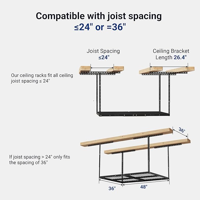 FLEXIMOUNTS 3x4 Overhead Garage Storage Rack, Adjustable Organization System - Image 2