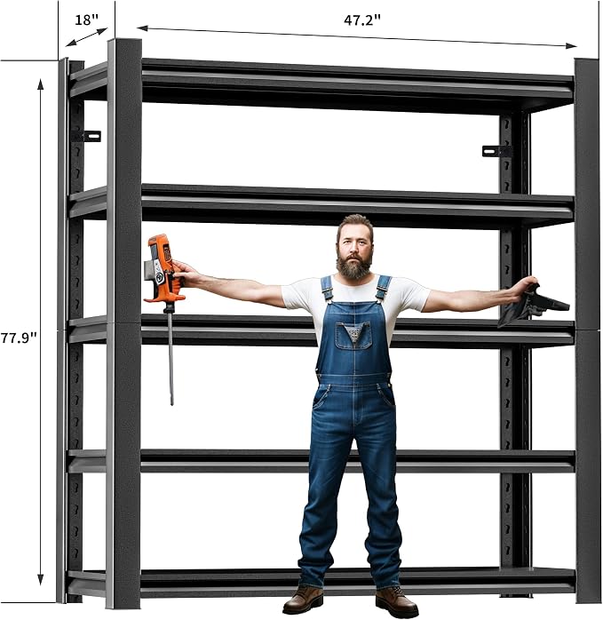 78" H 47.2" Wide Garage Shelving, Thickened Heavy Duty Metal Shelving - Image 2