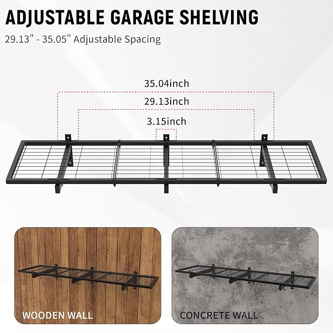 Garage Wall Shelves, 1 Shelf, Modern Style, Heavy Duty, 160 LBS Capacity - Image 6