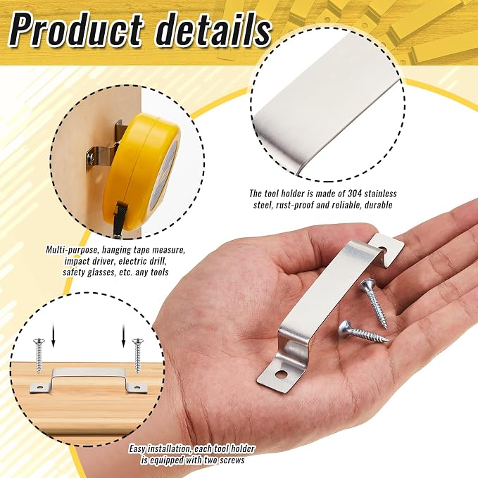 12 Pcs Tape Measure Clip Tape Measure Holder Bench Belt Universal Tool - Image 4