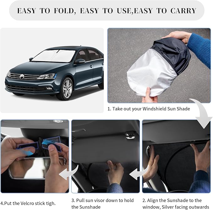 Sun Shade Sunshade for VW Jetta Windshield Cover, 4-Layer Front Window Shade - Image 6