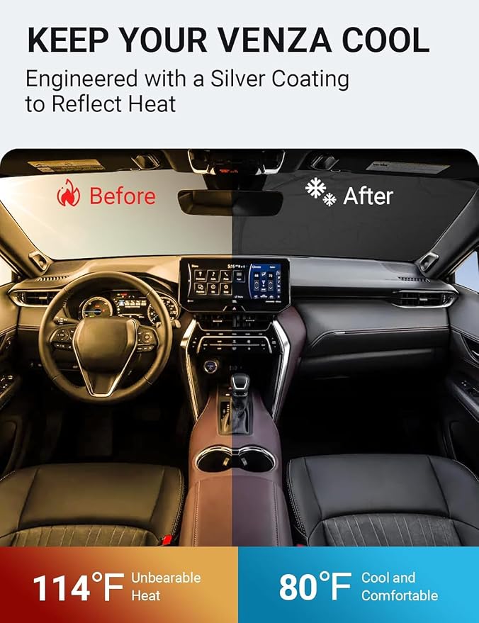 Proadsy for Toyota Venza 2021-2024 2025 Windshield Sun Shade 4-Layer Foldable - Image 3