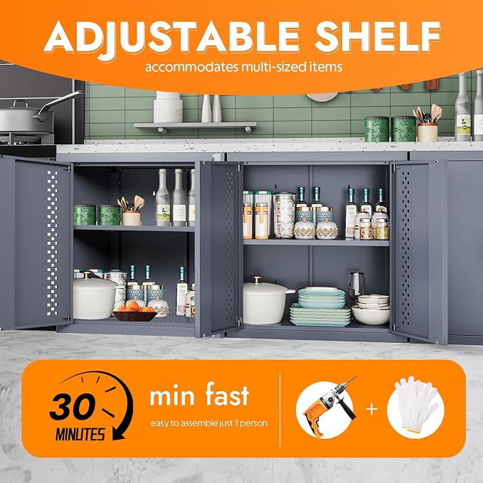 Metal Wall Storage Cabinet Steel Wall Mounted Garage Storage Cabinet - Image 3