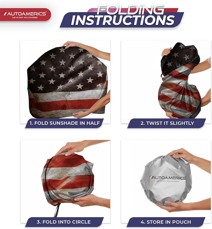 Autoamerics 1-Piece Windshield Sun Shade Grunge American Flag - Image 8