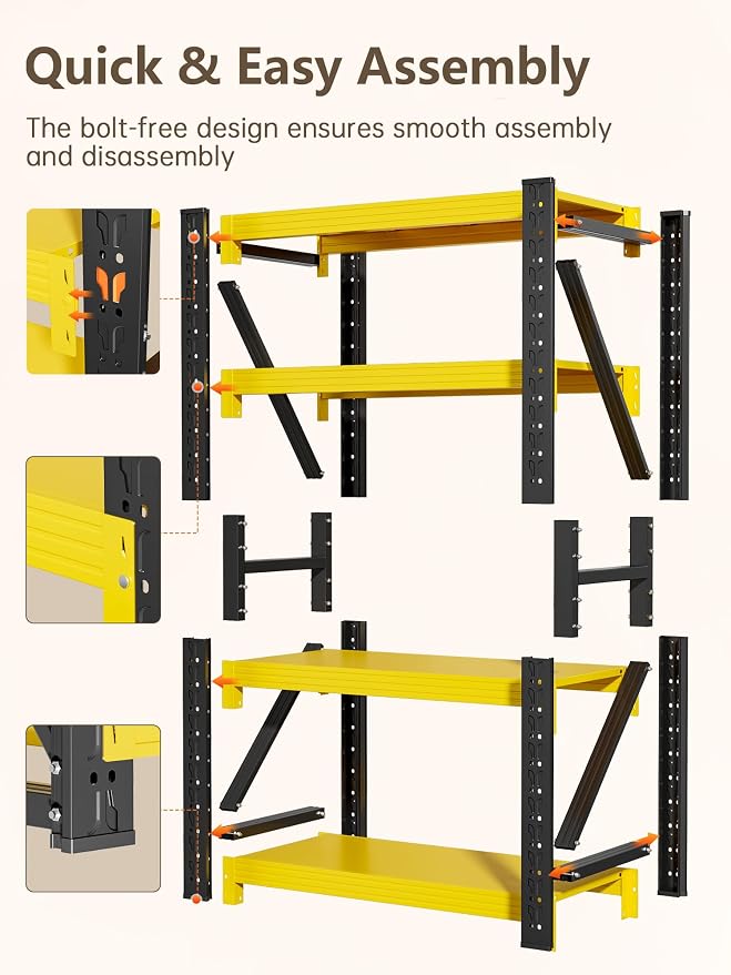 4-Tier Storage Shelves, Adjustable Industrial Metal Shelf System, 400lbs - Image 8