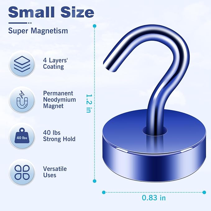 Neosmuk Magnetic Hooks, Cruise Ship Essentials, 40lb+ Heavy Duty Magnetic Hooks - Image 6