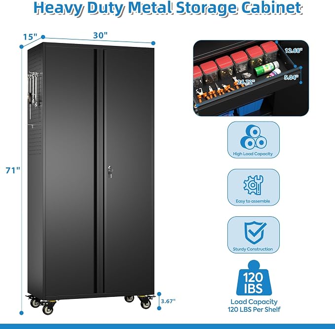71" Metal Garage Storage Cabinet - Image 3