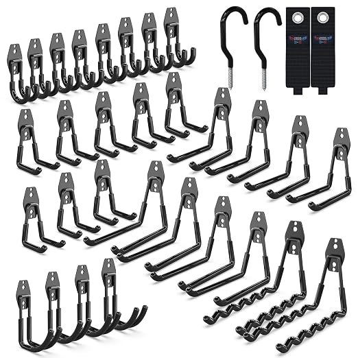 3-H Garage Wall Hooks 34 Pack, Garage Hooks Heavy Duty by 3-H