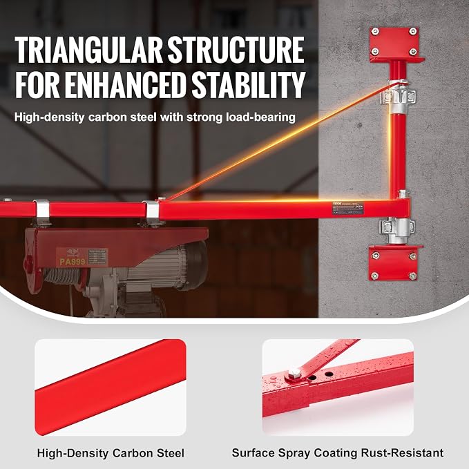 VEVOR Wall Mount Jib Crane, 660 lbs Max Load Capacity Electric Scaffolding Lift - Image 3