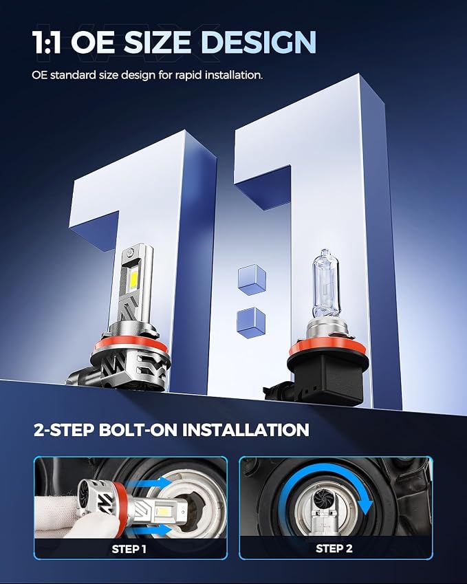 KAX 2025 10X Brightener 9005 H11 Led Bulbs Combo - Image 4