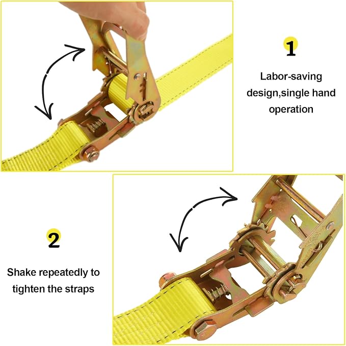 4 Pack 2 Inch Ratchet Straps Heavy Duty 20ft Tie Down Straps Ratchet - Image 5
