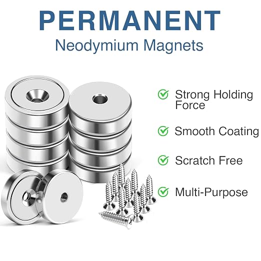 MIKEDE 70 LBS Magnets with Screw Holes, 6 Pack Force Neodymium Cup Magnets 25mm - Image 5