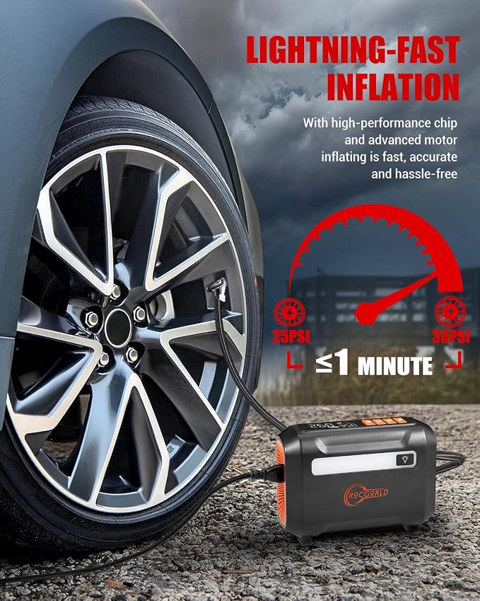 R8 Tire Inflator Portable Air Compressor, DC 12V Air Compressor - Image 2